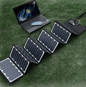 solar bank charging on grass